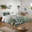 Prešívaná prikrývka na posteľ Natura s potlačou listov