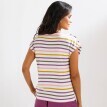 Pruhované tričko s kokosvými gombíkmi na pleciach