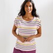 Pruhované tričko s kokosvými gombíkmi na pleciach