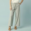 Spodnie z szerokimi nogawkami dla drobnej budowy ciała, wiskoza-bawełna-len