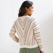 Pulóver s prúžkami a výstrihom do V