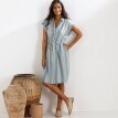 Pruhované krátke šaty s gombíkmi