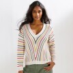 Pulóver s prúžkami a výstrihom do V