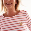 Tricou cu dungi cu broderie de inimă, bumbac organic