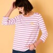 3/4-es ujjú, szív alakú hímzésű csíkos póló, biopamutból