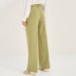 Широкі, однотонні штани зі складками та змішаним льоном