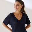 Bluzka dzianinowa ażurowa z dekoltem w serek