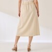 Однотонна спідниця міді на ґудзиках з лляною сумішшю