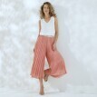 Plisované široké 7/8 kalhoty s pružným pasem