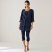 Tunika z krepy z rękawami 3/4 i makramą