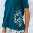 Pyžamové tričko s rukávmi a potlačou Ikat na boku