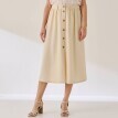 Однотонна спідниця міді на ґудзиках з лляною сумішшю
