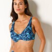 Plavková trojuholníková podprsenka Lokia s volánmi, s flexi kosticami