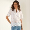 Blúzka s tuniským výstrihom a madeirovou výšivkou
