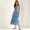 Dlouhé volánové šaty, denim