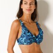 Plavková trojuholníková podprsenka Lokia s volánmi, s flexi kosticami
