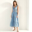 Dlouhé volánové šaty, denim