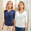 2 trička s výstřihem do V