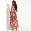 Kreponové midi šaty s výstřihem do V a vícebarevným potiskem