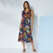 Rochie midi evazată fără mâneci cu imprimeu