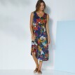 Rochie midi evazată fără mâneci cu imprimeu
