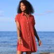 Однотонна пляжна коротка крепова сукня-сорочка