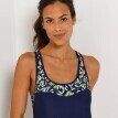 Top tankini de baie Upala, croială sport, cu imprimeu
