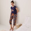 Pantaloni de pijama 3/4 cu talie elastică și imprimeu tropical