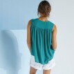 Tunika z krepy z makramą, jednolity kolor