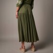 Fustă lungă cu talie elastică și fire metalice