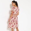 Krótka sukienka z krepy z dekoltem w serek i kwiatowym nadrukiem