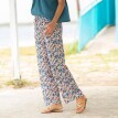 Široké kalhoty s pružným pasem a potiskem