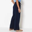 Spodnie muślinowe z szerokimi nogawkami i wysoką gumką w pasie