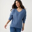 Pulovr s výstřihem do V, z hladkého úpletu