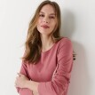 Žebrované tričko s dlouhými rukávy a kulatým výstřihem