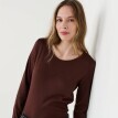 Žebrované tričko s dlouhými rukávy a kulatým výstřihem