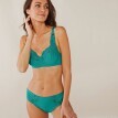 Jednokolorowy obcisły biustonosz Confidence Lingerie z elastycznej bawełny z ażurowym haftem, na fiszbinach