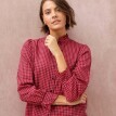 Košilová halenka s volány a vichy kostičkovaným vzorem