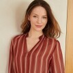 Halenka se stojáčkem a nabíranými rukávy, voál s proužky