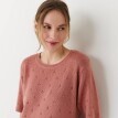 Pulovr s rukávy k loktům, z úpletu pointelle