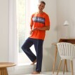 Pantaloni de pijama de culoare solidă cu ornamente contrastante