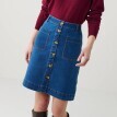 Krátká rozšířená sukně na knoflíky, denim