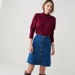Krátká rozšířená sukně na knoflíky, denim