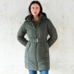 Nepromokavá dlouhá prošívaná bunda s páskem, na zip