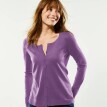 Jednobarevný propínací svetr s kulatým výstřihem