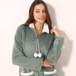 Halat de baie din fleece cu fermoar