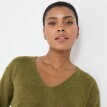 Sweter z dekoltem w serek z mieszanki moheru i wełny