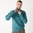 Pulover cu guler înalt și fermoar, tricot neted cu 30% lână