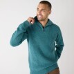 Pulover cu guler înalt și fermoar, tricot neted cu 30% lână