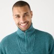 Pulover cu guler înalt și fermoar, tricot neted cu 30% lână